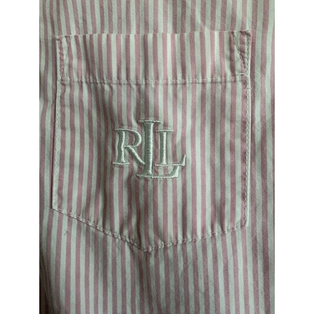 Lauren Ralph Lauren Black Label Pajama Sleep Shirt Pink Striped Cotton SMALL